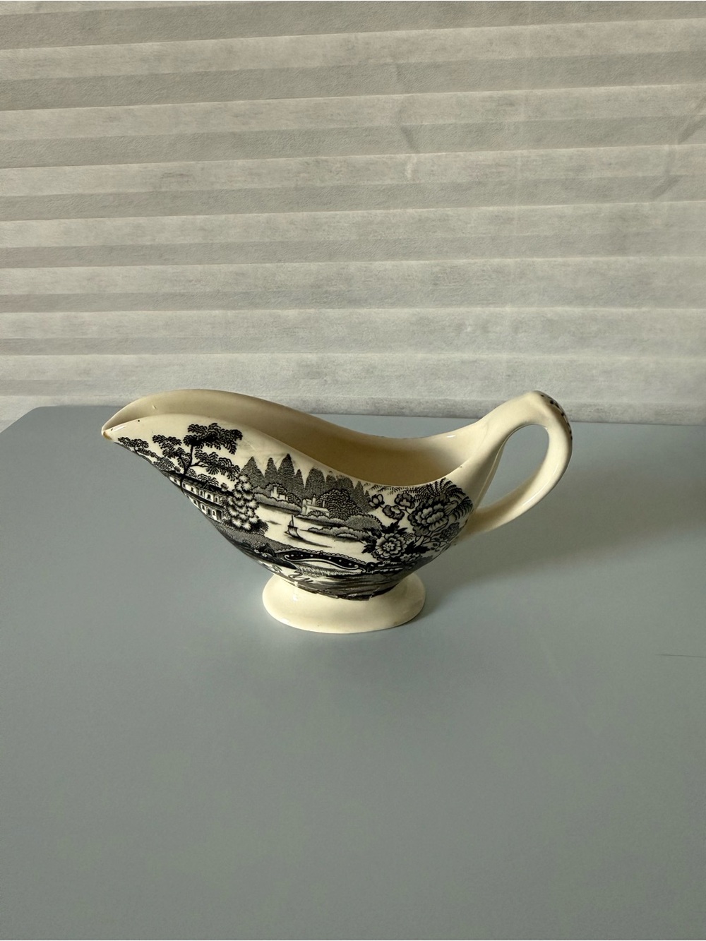 Royal Staffordshire black transferware sauce boat